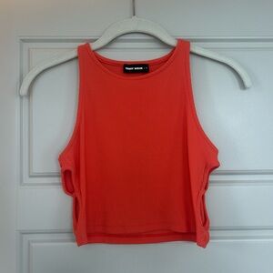 Orange tank top with cut outs